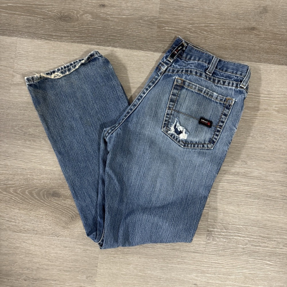 Ariat M4 FR Fire Resistant Relaxed Fit Bootcut Hvy Distressed Jeans Men's 35x33